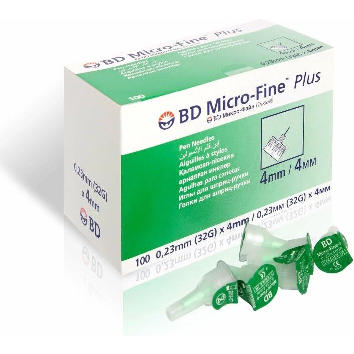 Игла BD micro-fine+ для шприц-ручки 0,23х4 мм 32G 100 шт.