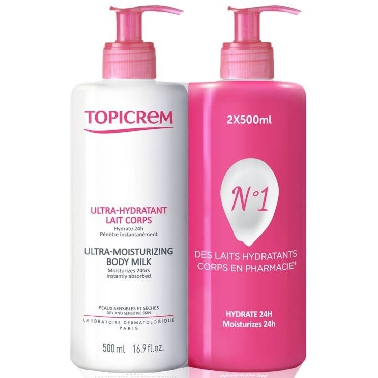 Молочко для тела Топикрем (Topicrem) ультра-увлажняющее 500 мл 2 шт.