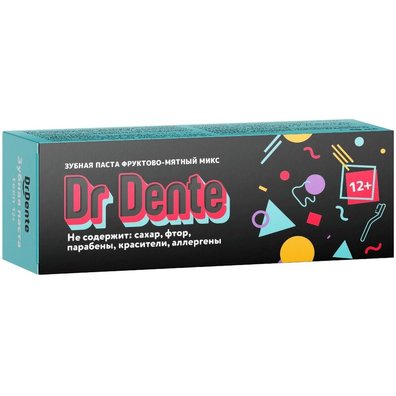 Детская зубная паста Dr.Dente Фруктово-мятный микс 12+ 50 мл