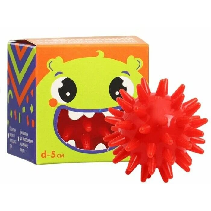 Мяч массажный развивающий Крошка Я Монстри 5 см 6м+ красный