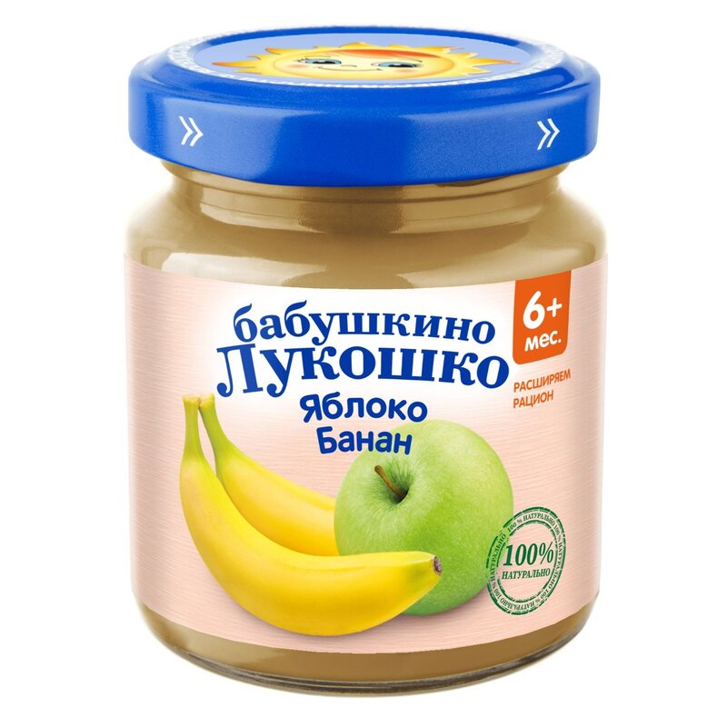Пюре Бабушкино Лукошко яблоко-банан с 6 мес. 100 г