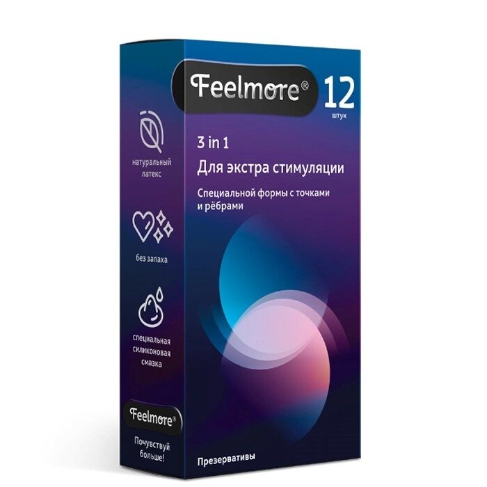 Презервативы Feelmore натуральные латексные 3 в 1 12 шт.