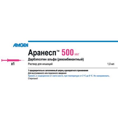 Аранесп раствор для инъекций 500 мкг 1 мл шприц 1 шт.