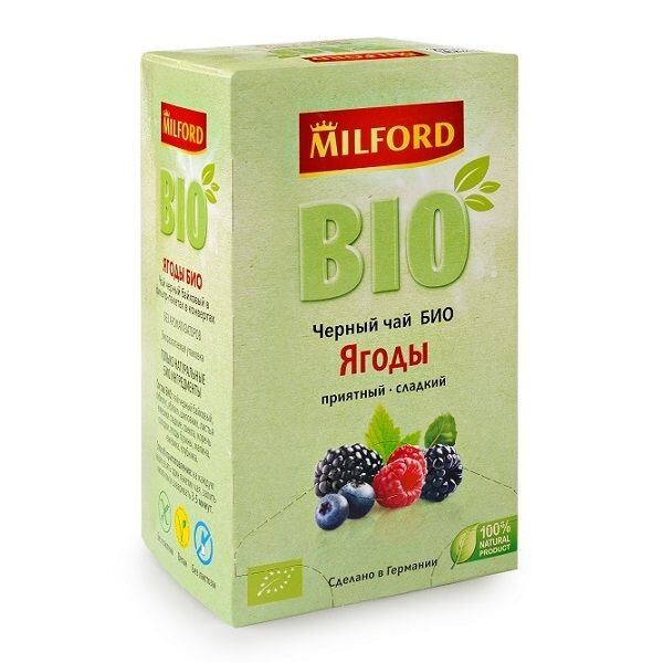 Милфорд чай черный байховый био 1.75г ф/пак 20 шт. ягоды