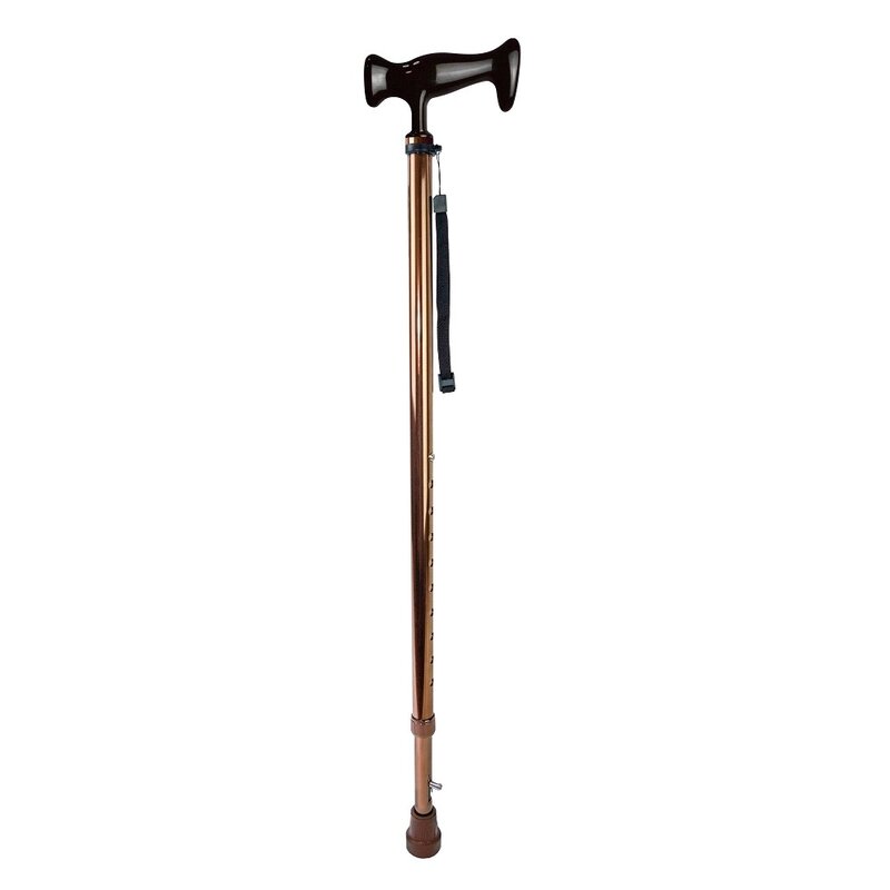 Трость опорная инвалидная телескопическая с ортопедической пластиковой ручкой бронза амст23