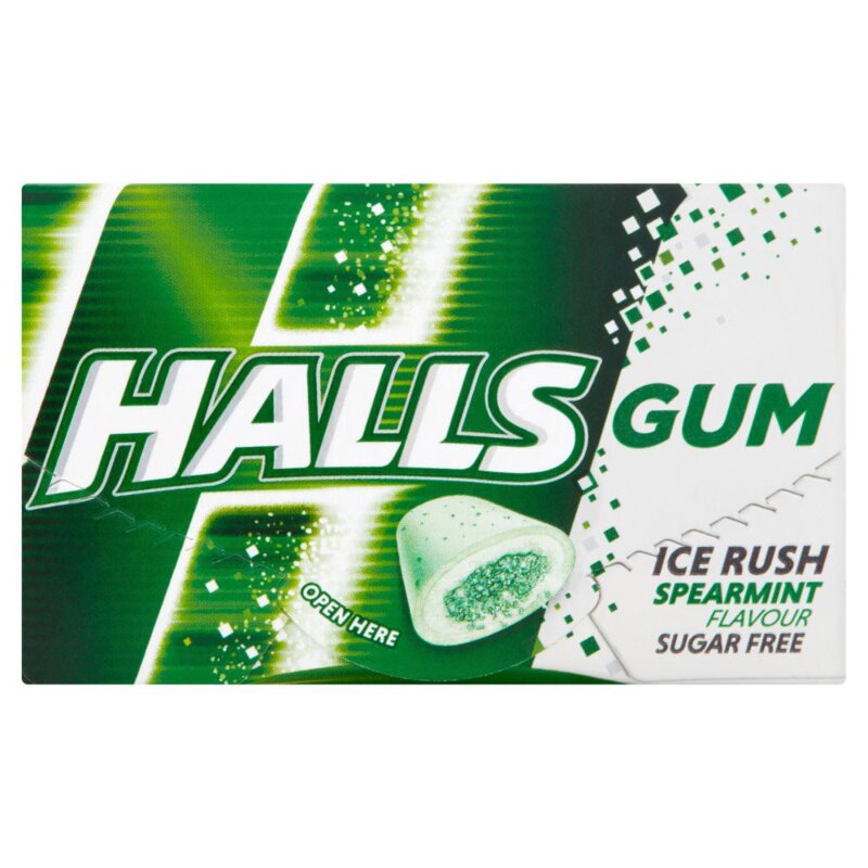 Резинка жевательная Halls без сахара со вкусом сладкой мяты и мятными кристаллами 18 г
