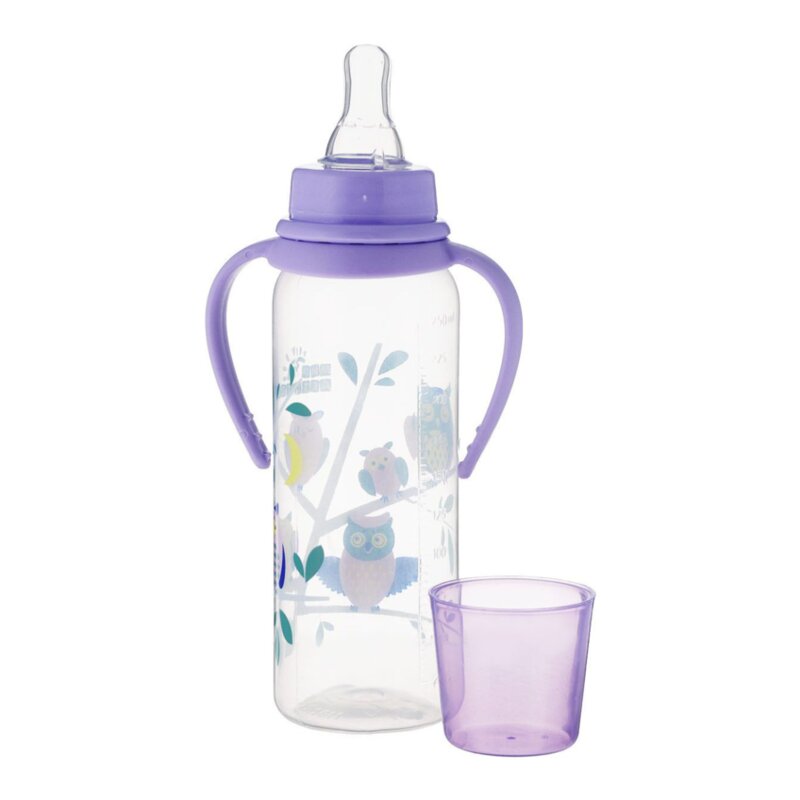 Бутылочка Мир детства эргономичная с ручками Совы 250 мл
