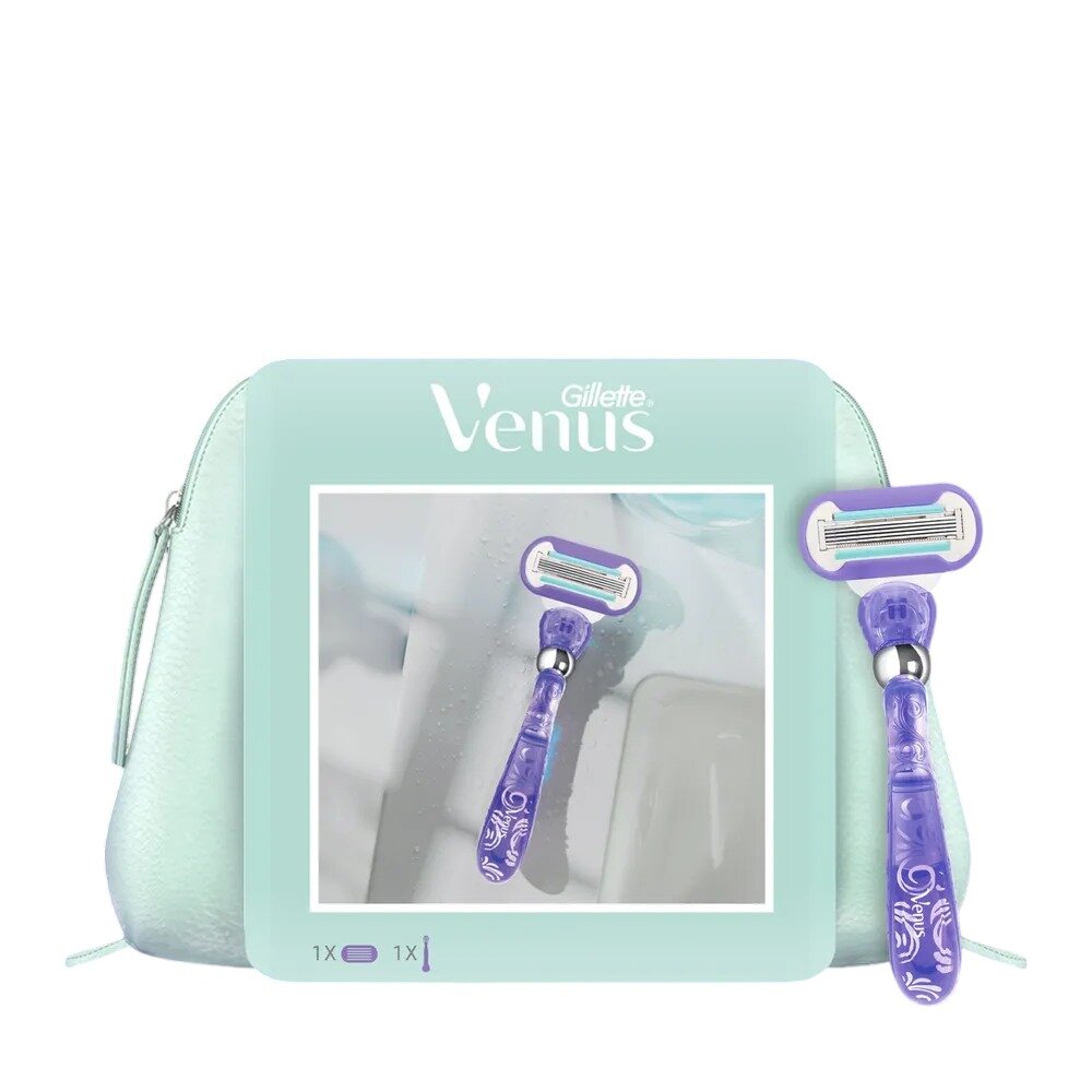 Gillette venus swirl набор: бритва +сменная кассета 1 шт. + косметичка