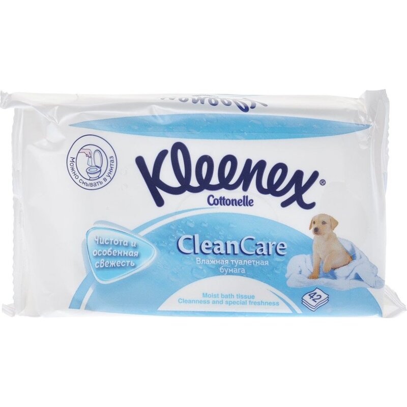 Kleenex Бумага туалетная влажная Clean Care сменный блок 42 шт.