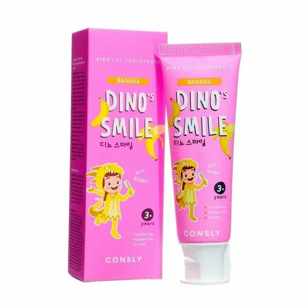Зубная паста гелевая детская Consly dino`s smile c ксилитом и вкусом банана с 3 лет 60 г