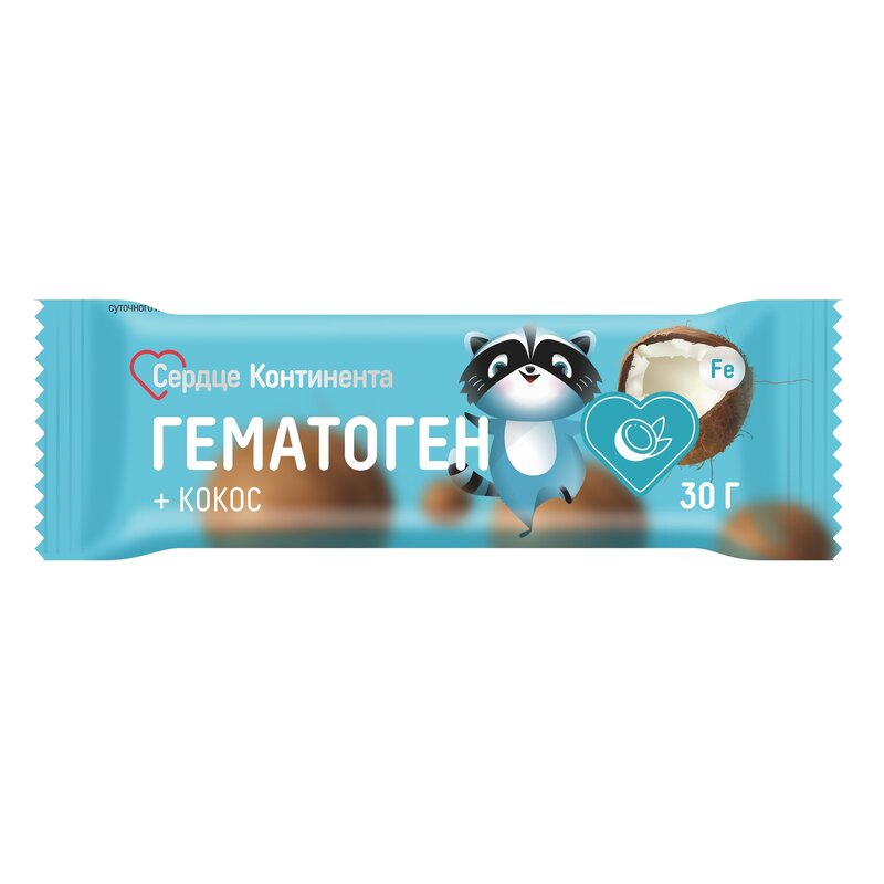 Гематоген Сердце Континента кокос детский 30 г
