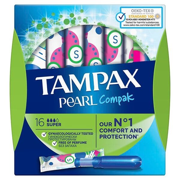 Тампоны гигиенические Tampax Super Compak Pearl с аппликатором 16 шт.