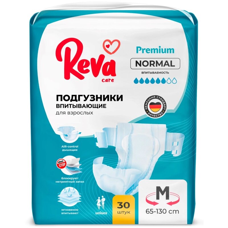 Подгузники на липучках для взрослых Normal Reva Care р.M 30 шт.