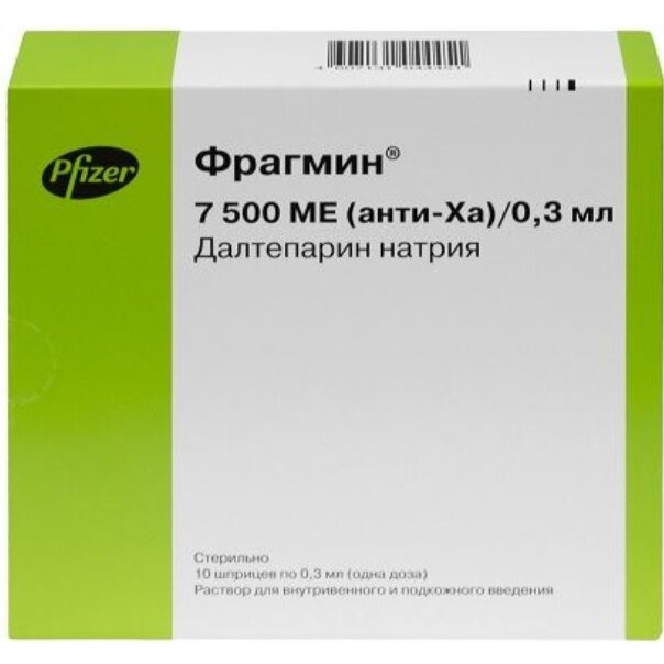 Фрагмин раствор для внутривенного и подкожного введения 7500 МЕ 0,3 мл шприц 10 шт.