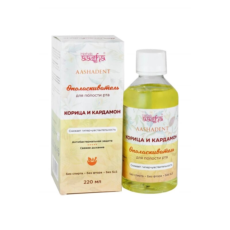 Ополаскиватель для полости рта Aasha herbals корица и кардамон 220 мл