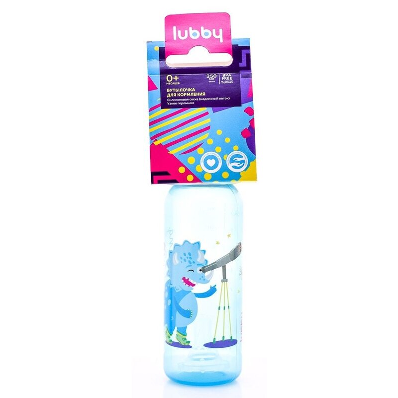 Бутылочка Lubby арт.11466 классическая цветной рисунок 250 мл