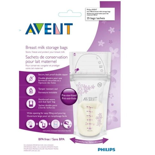 Пакеты Авент (Avent) SCF603/25 для хранения грудного молока 180 мл 25 шт.