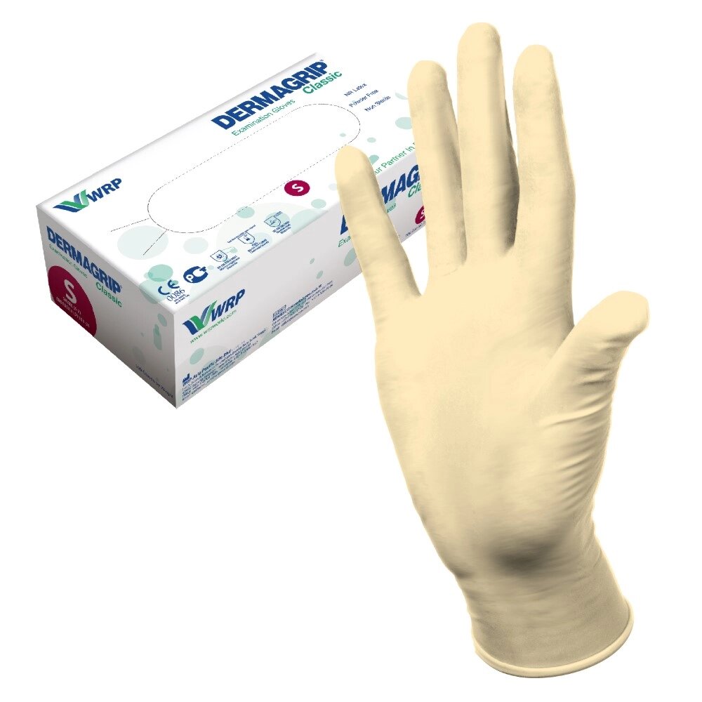 Dermagrip classic перчатки смотровые н/стер. латексные неопудренные размер s 50 шт. пар