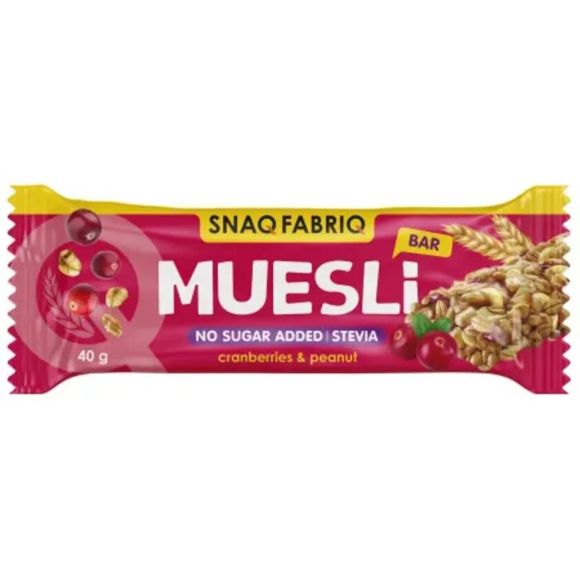 Батончик-мюсли глазированный Snaq Fabriq muesli клюква 40 г