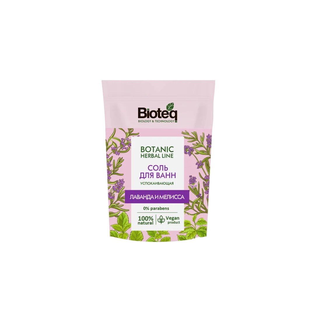 Соль для ванн Биотек (Bioteq) успокаивающая лаванда и мелисса 500 г