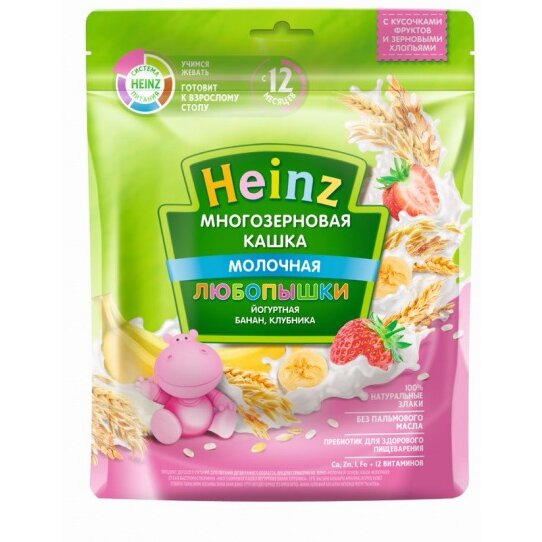 Кашка Heinz многозерновая Любопышки банан, клубника с 12 мес. 200 г