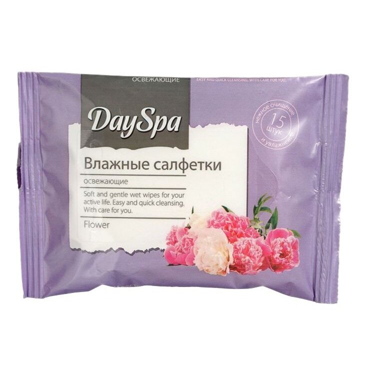 Влажные салфетки Day Spa освежающие Цветы 15 шт.