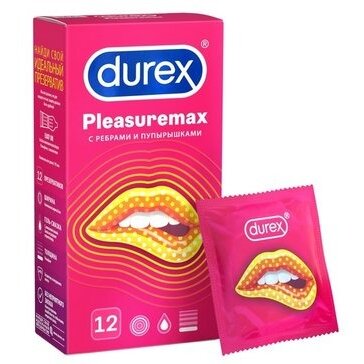 Презервативы Дюрекс (Durex) Pleasurmax с ребрами и пупырышками 12 шт.