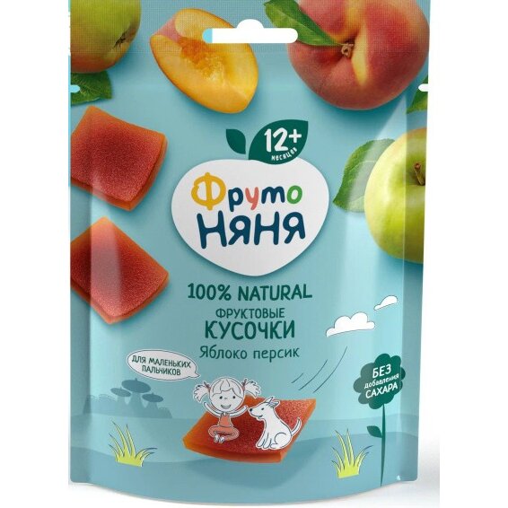 Фруктовые кусочки ФрутоНяня Яблоко и персик 53 г
