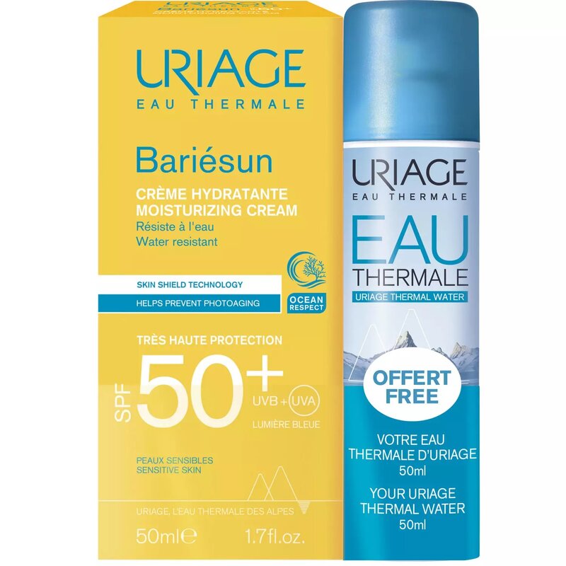 Набор Uriage Bariesun: Крем увлажняющий SPF50+ 50 мл + вода термальная 50 мл