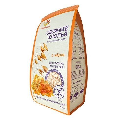 Хлопья овсяные без глютена Сташевское с мёдом 375 г