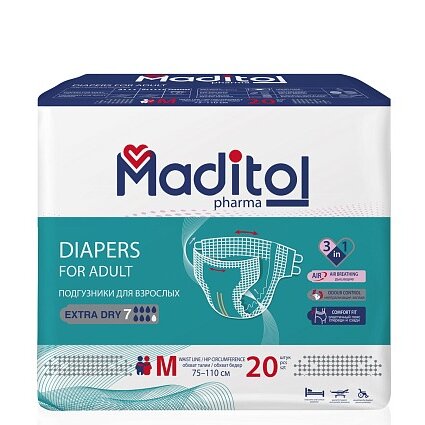 Maditol pharma подгузники для взрослых размер m 20 шт.