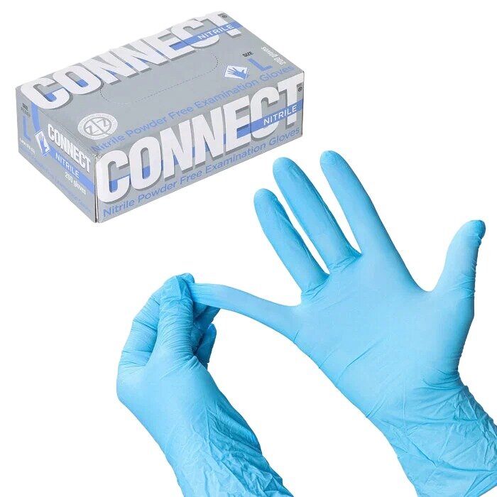 Перчатки нитриловые неопудренные Connect Nitrile Pylin голубые р.L 100 шт.