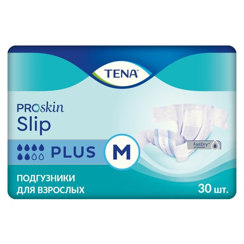 Подгузники дышащие TENA Slip Plus M (талия/бедра 80-122 см) 30 шт.