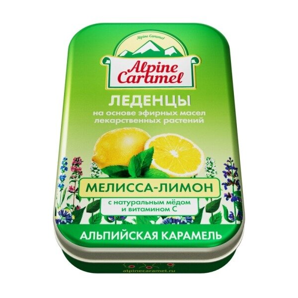 Леденцы детские Alpine Caramel Мед, Витамин C лимон/мелисса 3,3 г 16 шт.