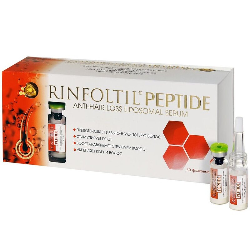 Сыворотка Rinfoltil Пептид липосомальная для волос против выпадения флакон 30 шт. + дозатор 3 шт.