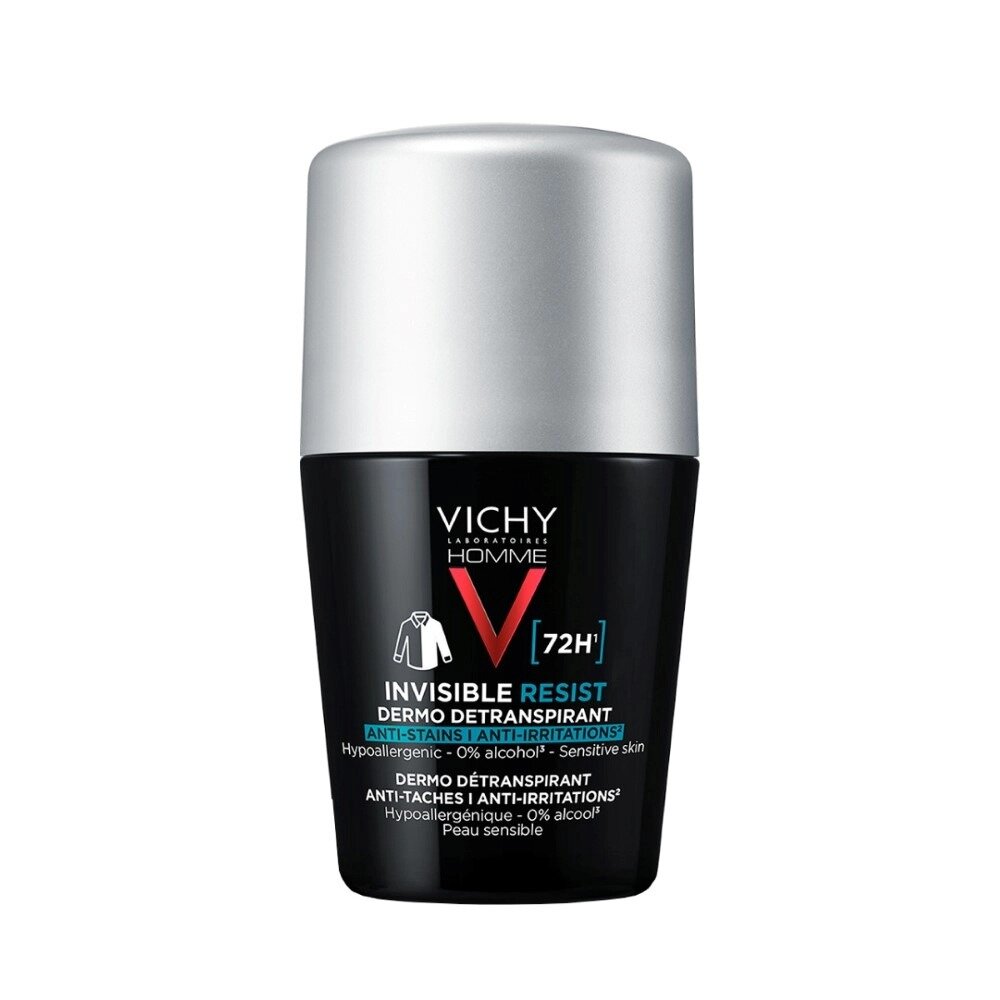 Дезодорант-антиперспирант Виши (Vichy) Homme Invisible Resist шариковый мужской против пятен 72 часа 50 мл