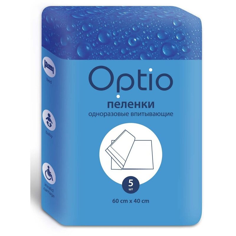 Пеленки Оптио одноразовые впитывающие 40 х 60 см 5 шт.