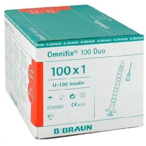 Шприц 3-х компонентный B.Braun Omnifix инсулиновый с иглой 26G 1 мл 100 шт.