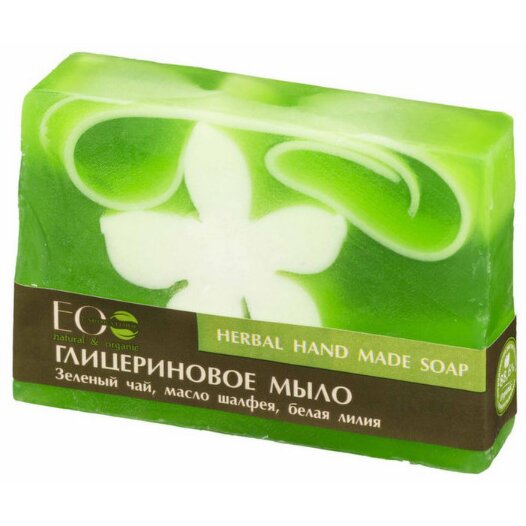 Мыло глицериновое EcoLab Herbal soap Зеленый чай, масло шалфея, белая лилия 130 г