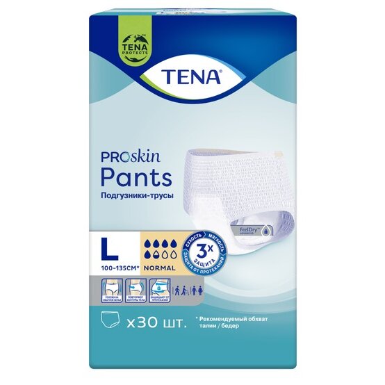 Подгузники-трусы TENA Pants Normal L (талия/бедра 100-135 см) 30 шт.