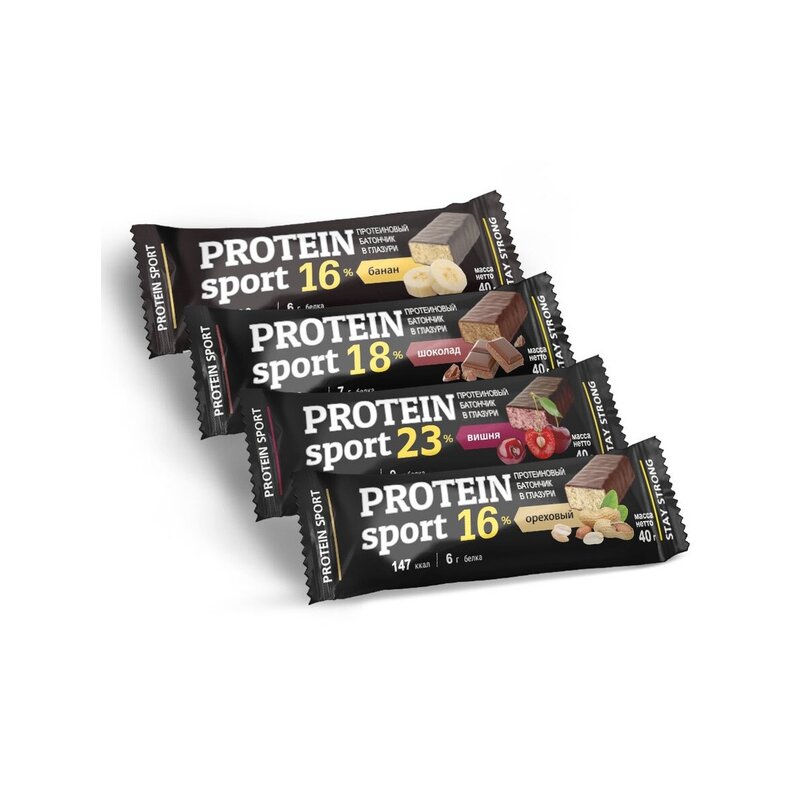 Батончик Effort Protein Spor микс банан/вишня/ореховый/шоколад 24 шт.