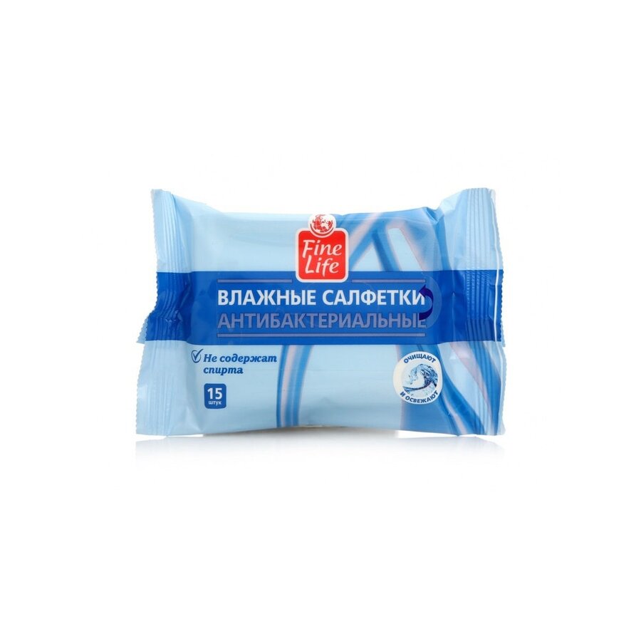 Влажные салфетки Fine Life антибактериальные 15 шт.