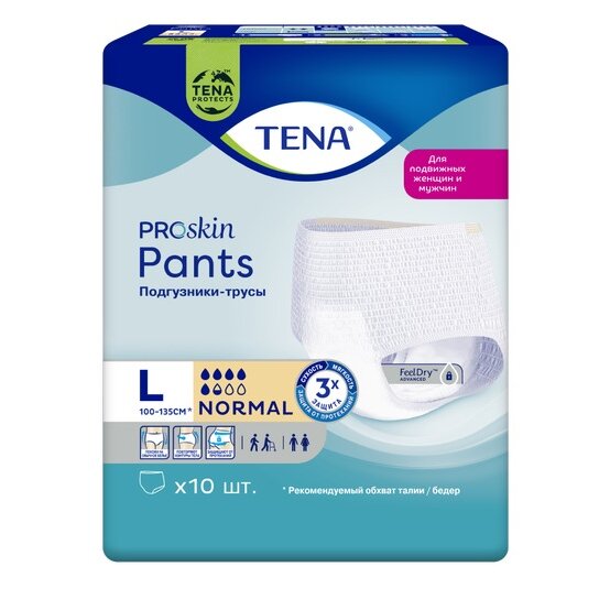 Подгузники-трусы TENA Pants Normal L (талия/бедра 100-135 см) 10 шт.