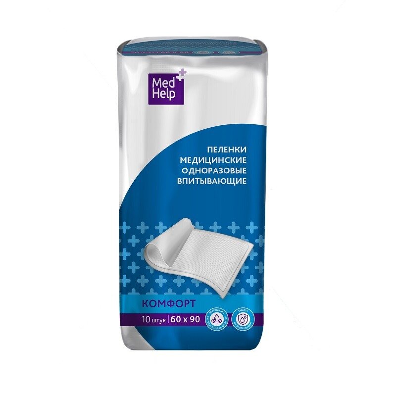 Пеленки впитывающие MedHelp одноразовые для взрослых 60х90 см 10 шт.