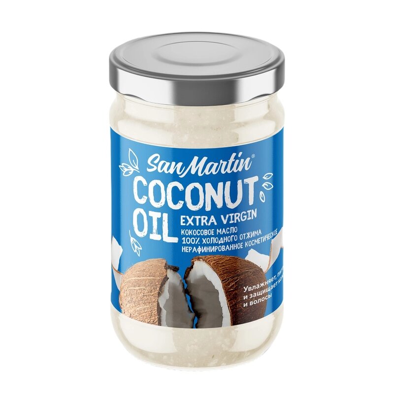 Масло кокосовое косметическое San martin холодного отжима нерафинированное 350 мл