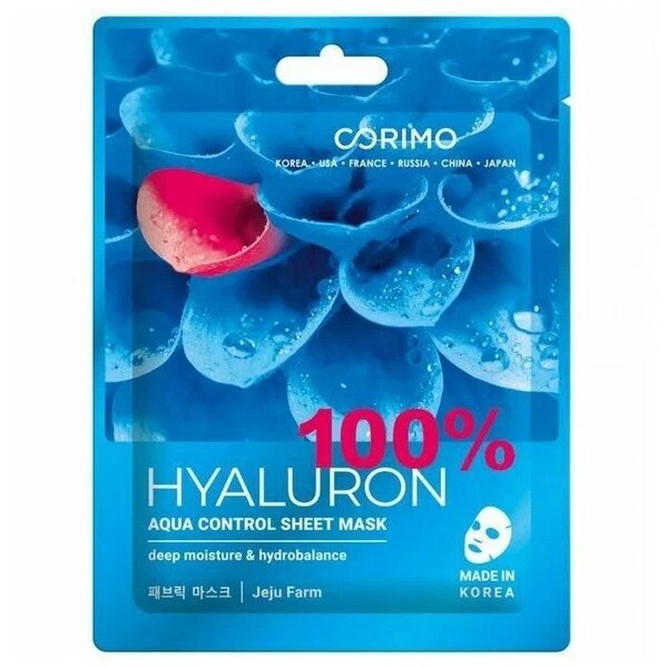 Маска Corimo тканевая для лица акваконтроль 100% hyaluron 1 шт.