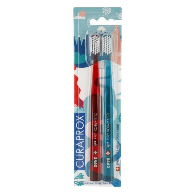 Набор зубных щеток Curaprox CS5460 Ultra Soft Duo Winter1 красная/синяя 2 шт.