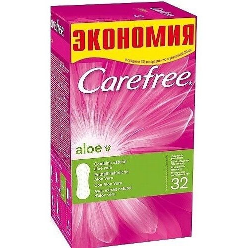 Салфетки ежедневные Carefree Cotton Aloe 32 шт.