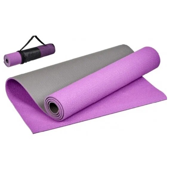 Коврик Bradex для йоги и фитнеса с сумкой 173х61х0,6 см двухсл фиолет/серый