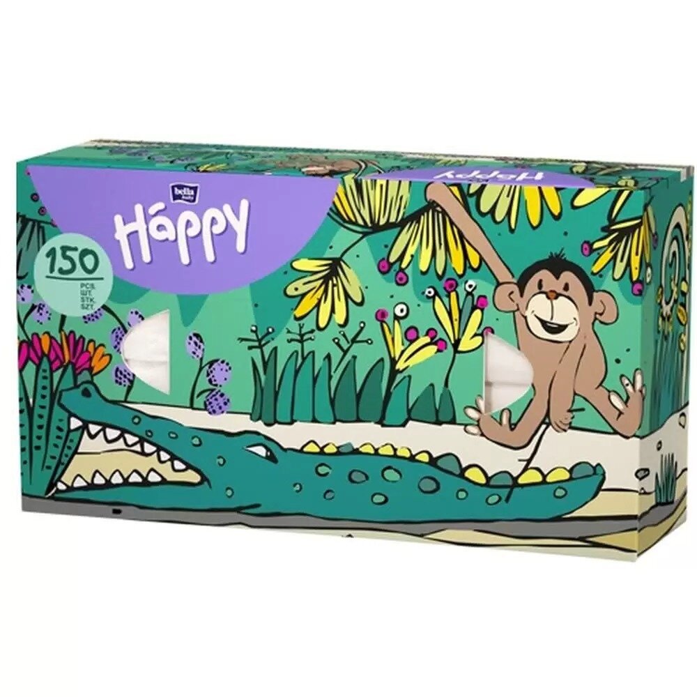 Платочки бумажные Bella Baby Happy 2-слойные Универсальные Микс 150 шт.